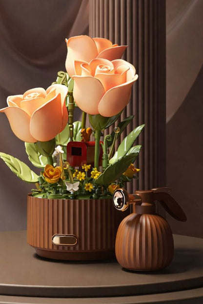 Electric Amber Rose Block Bouquet Kit